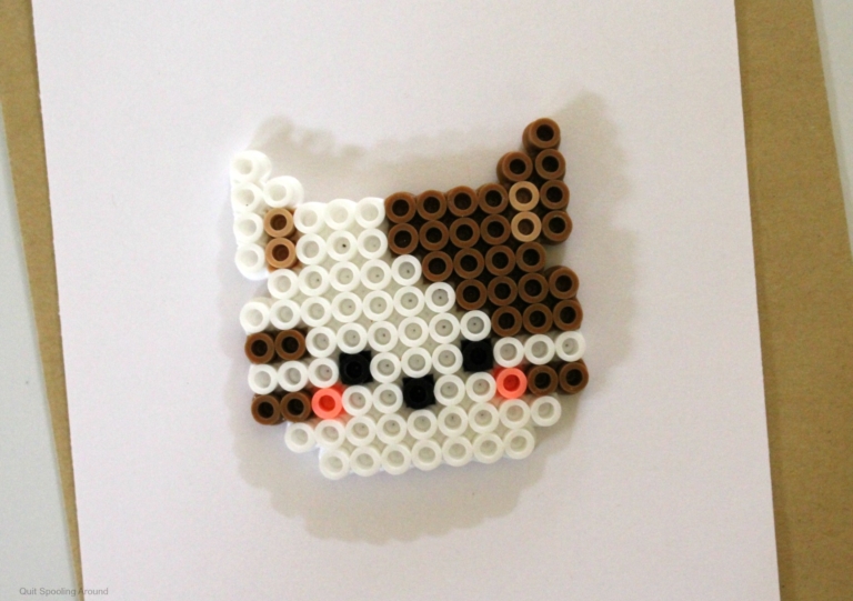 Cat Perler Bead Project Card Quit Spooling Around