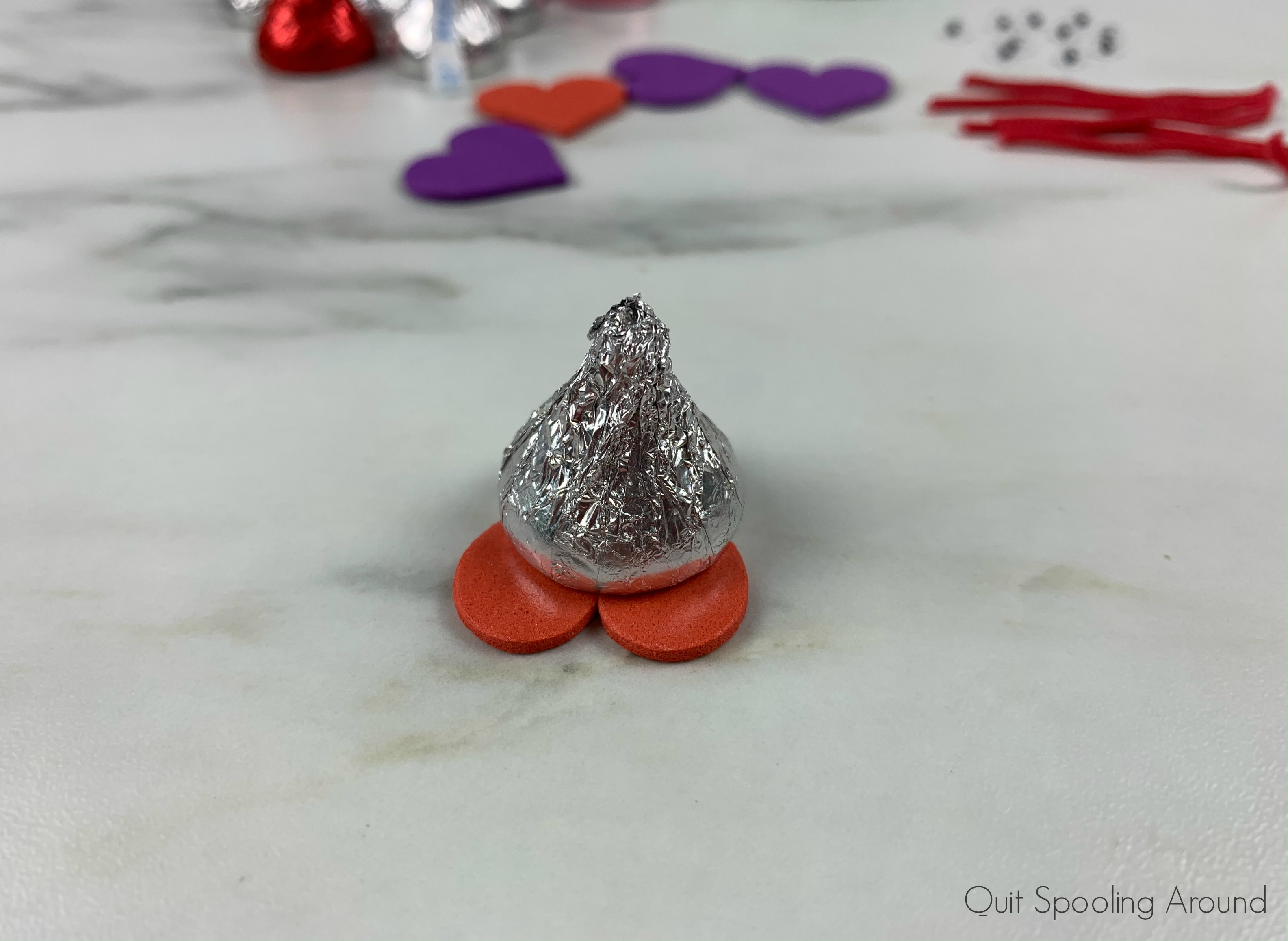 Attach heart to Hershey's Kiss