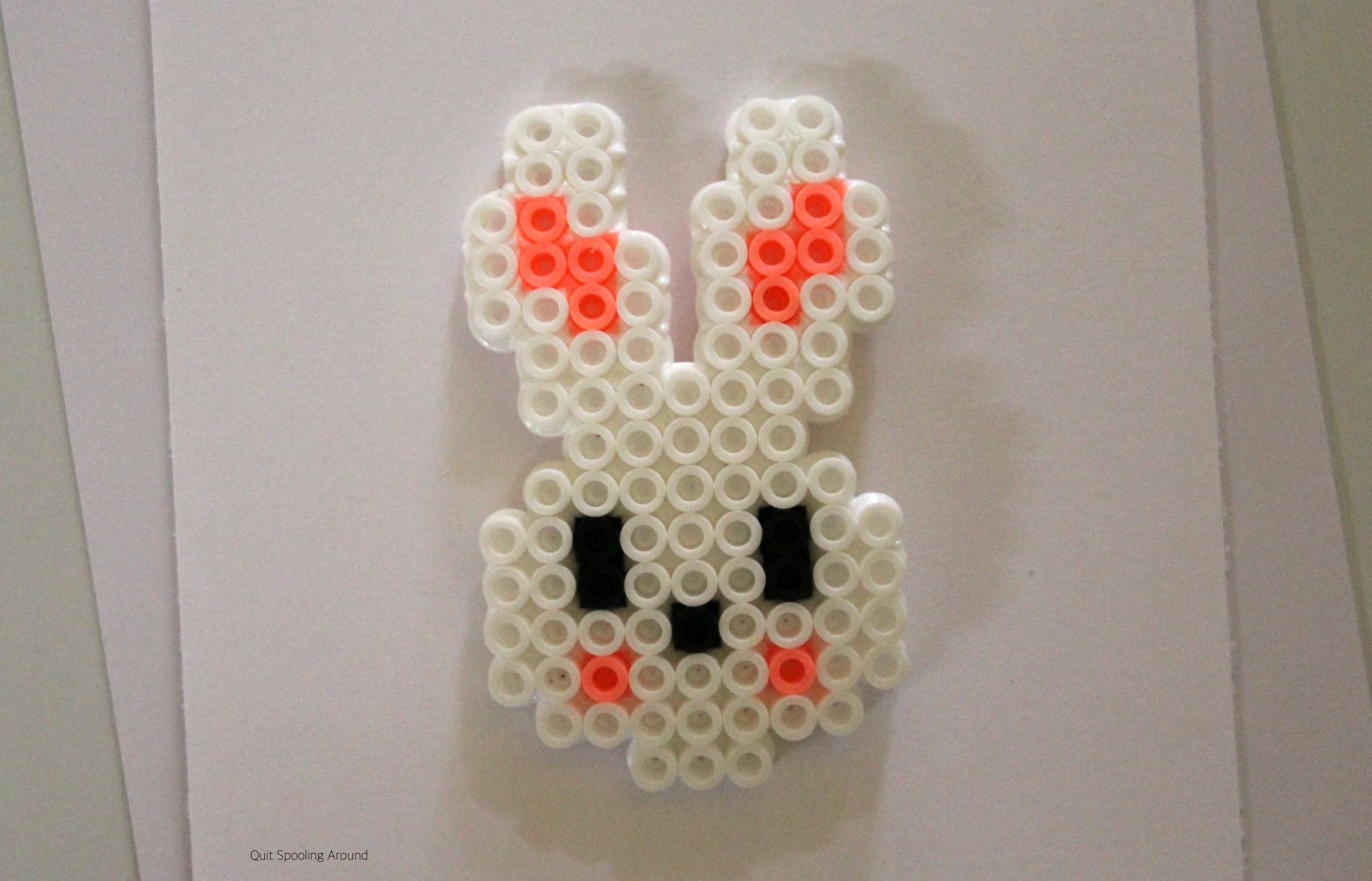 Bunny Perler Bead Love Pun Card - Quit Spooling Around