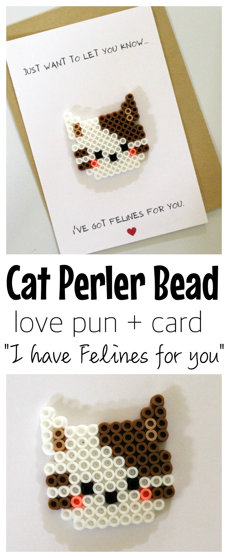 Cat Perler Bead Love Pun Card