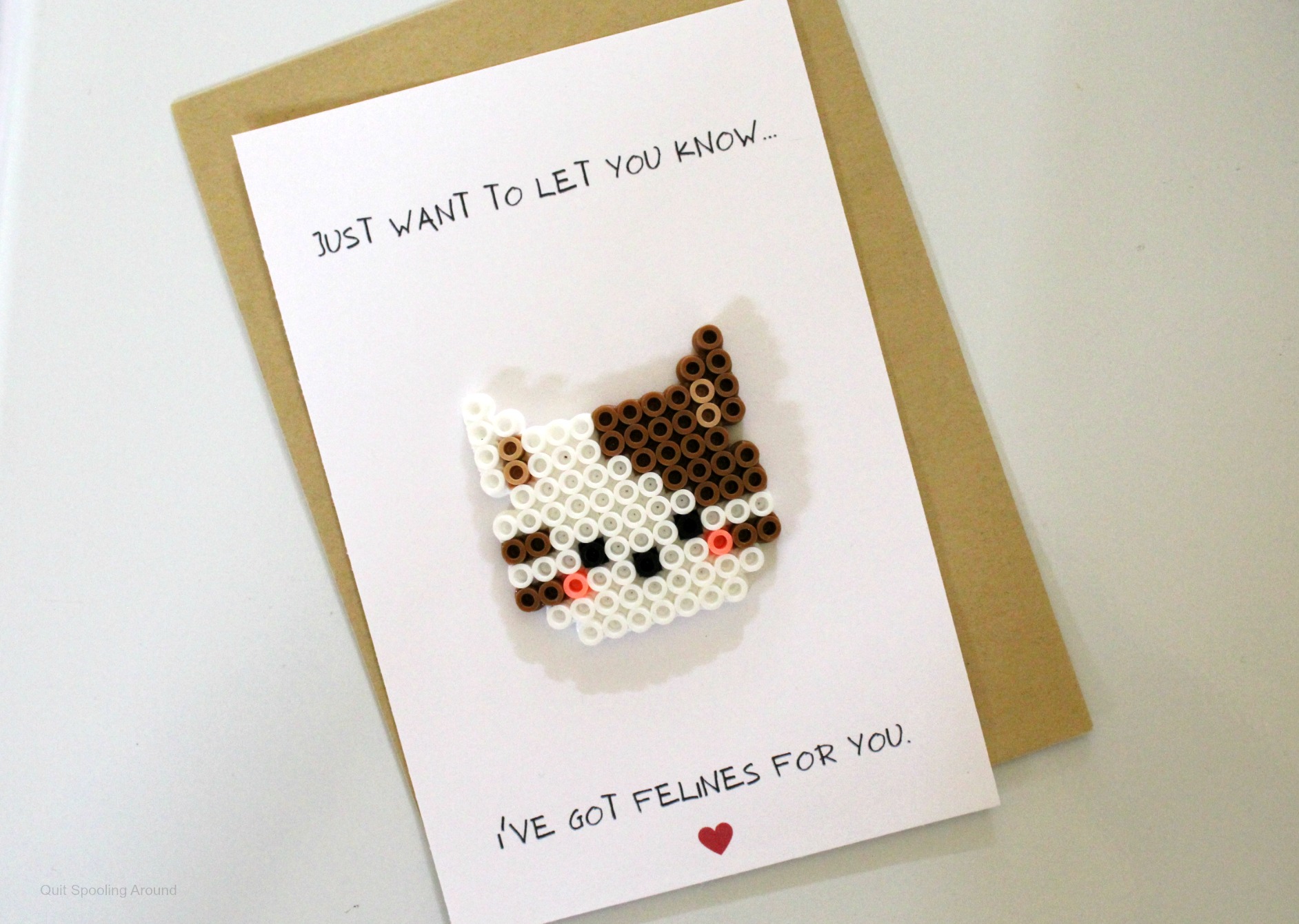 Cat Perler Bead Love Pun Card