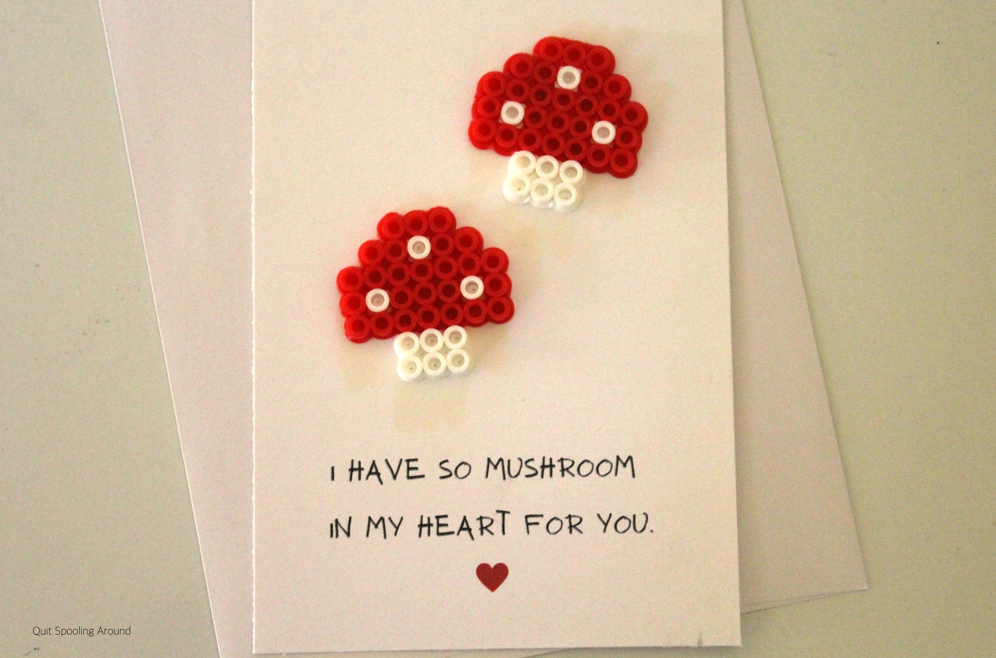 Mushroom Perler Bead Card Quit Spooling Around