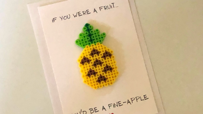 Pineapple Perler Bead Love Pun Card