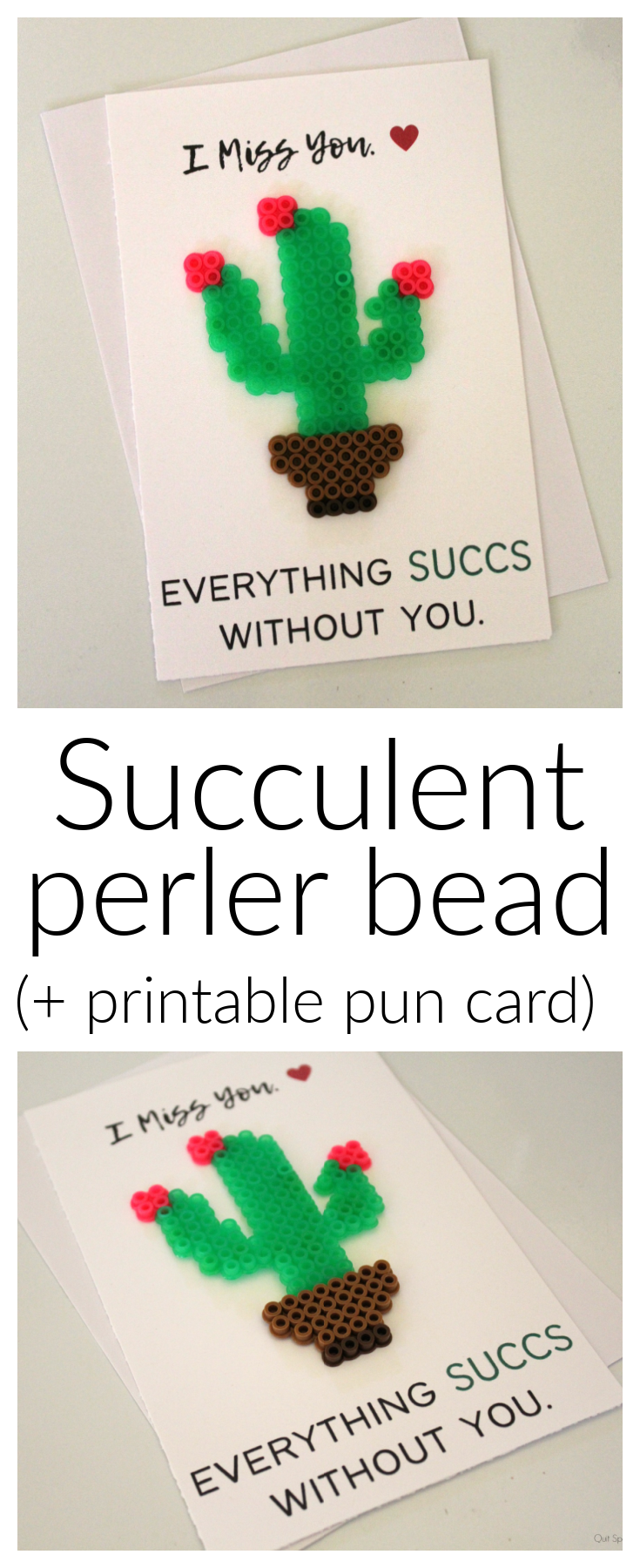 Succulent Perler Bead Card