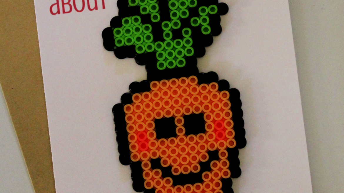 Bunny Perler Bead Pun Card - Quit Spooling Around