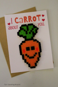 Carrot Perler Bead Pun Card - Quit Spooling Around