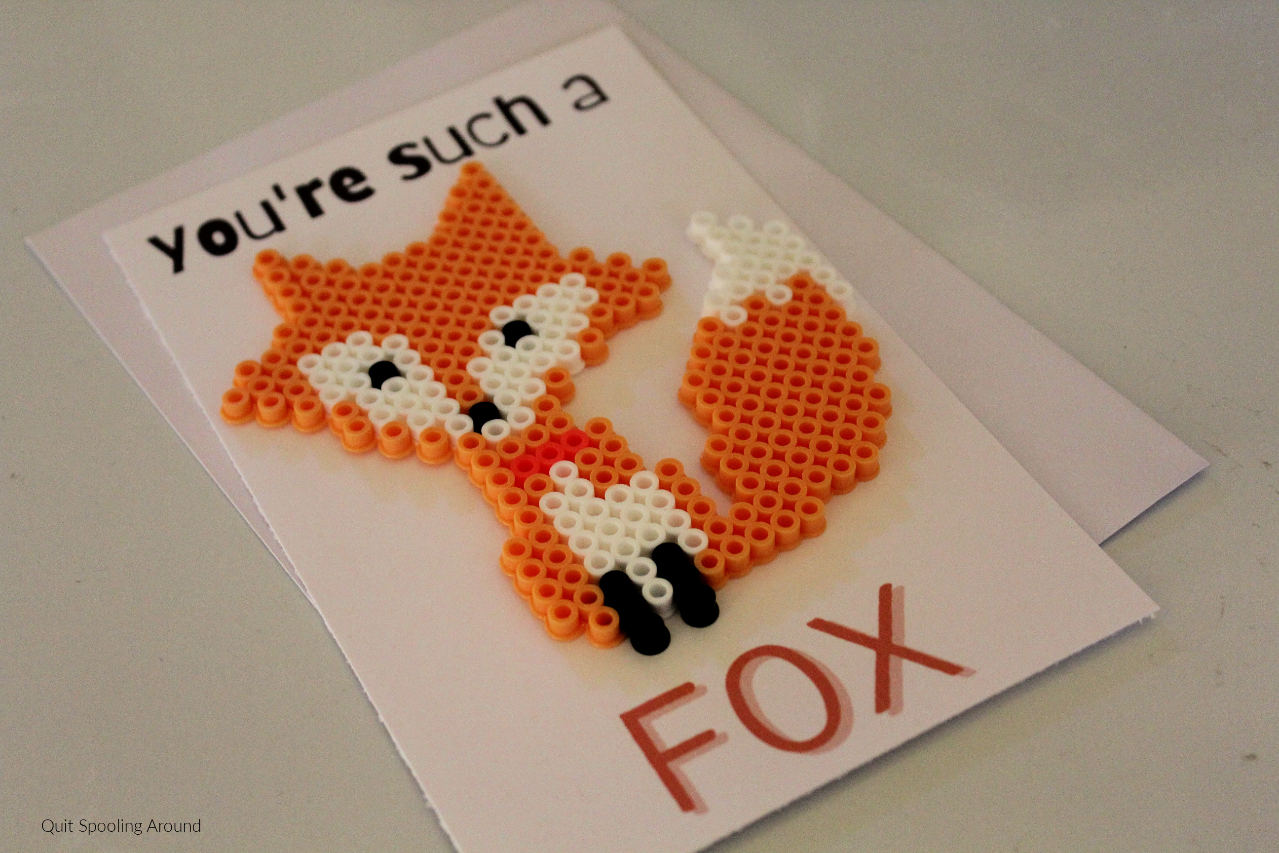 Fox Perler Bead Pun Card