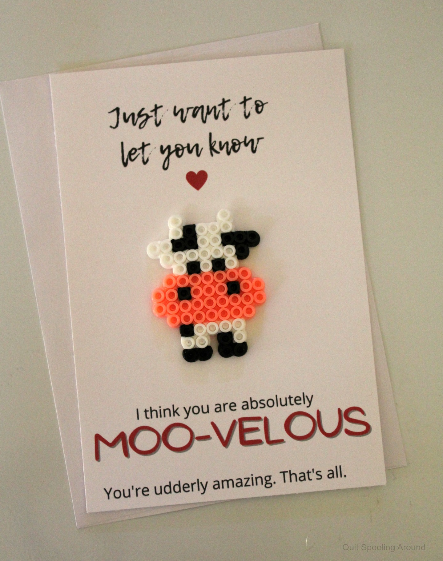 Cow Perler Bead Love Pun Card