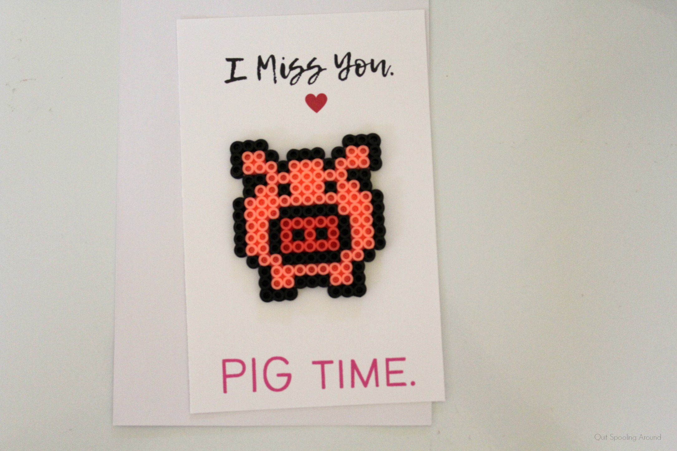 Pig Perler Bead Card