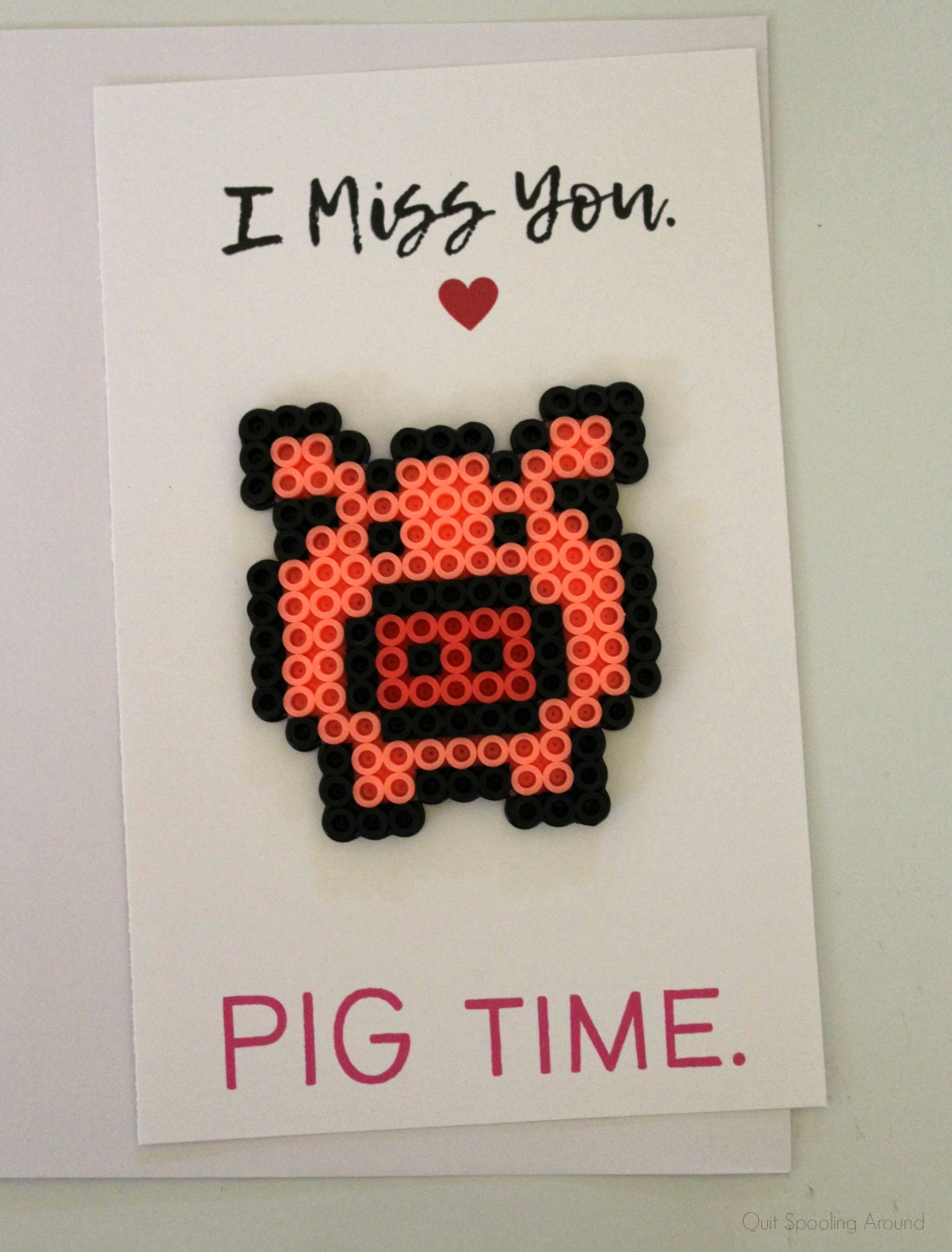 Pig Perler Bead Love Pun Card