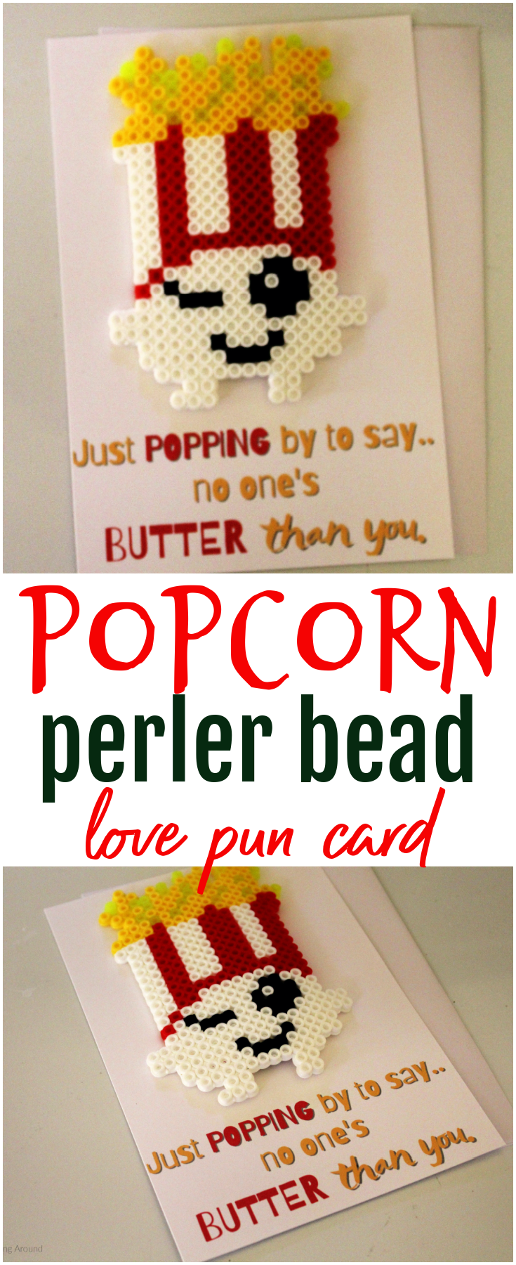 Popcorn Perler Bead Pun Card