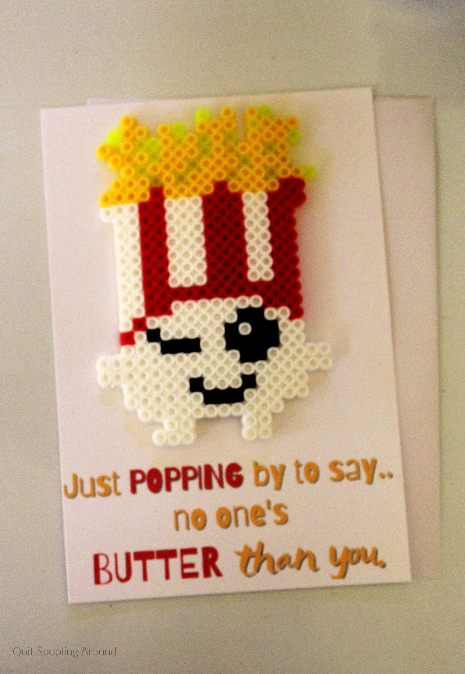 Popcorn Perler Bead Pun Card