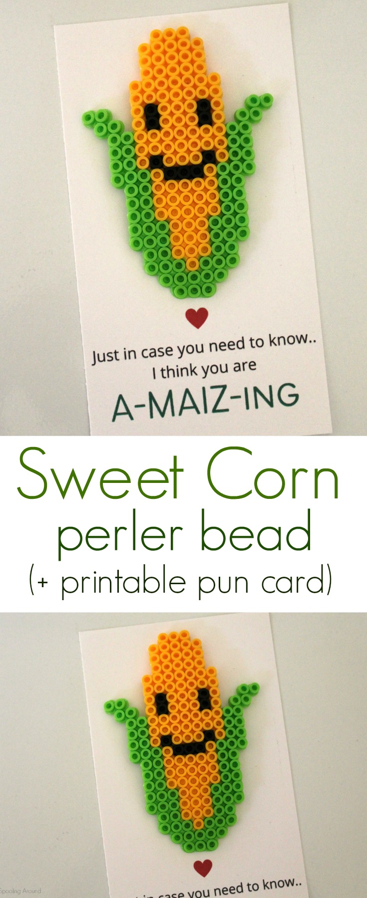 Sweet Corn Perler Bead Pun Card