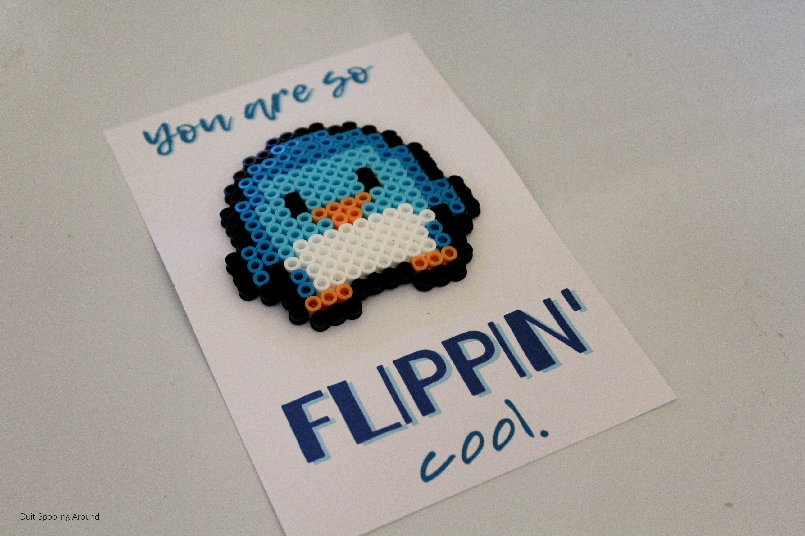 Penguin Perler Bead Love Pun Card