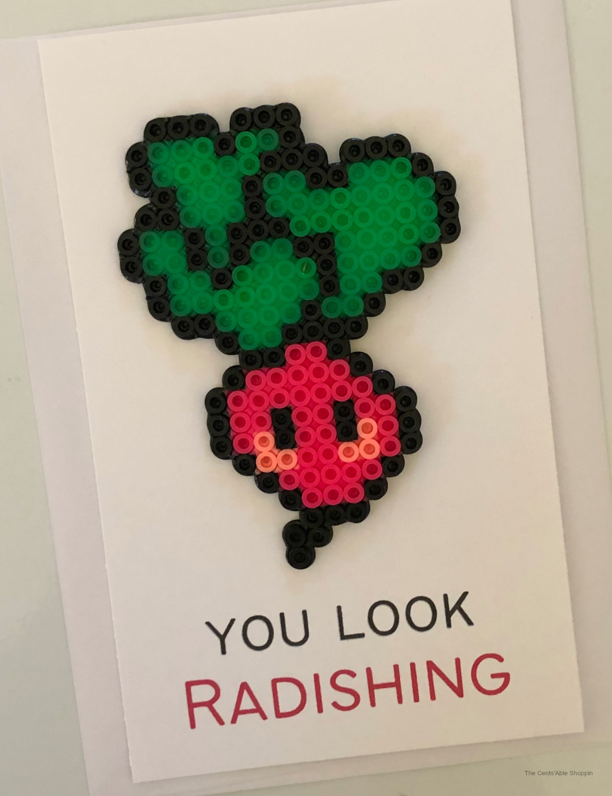 Radish Perler Bead Pun card