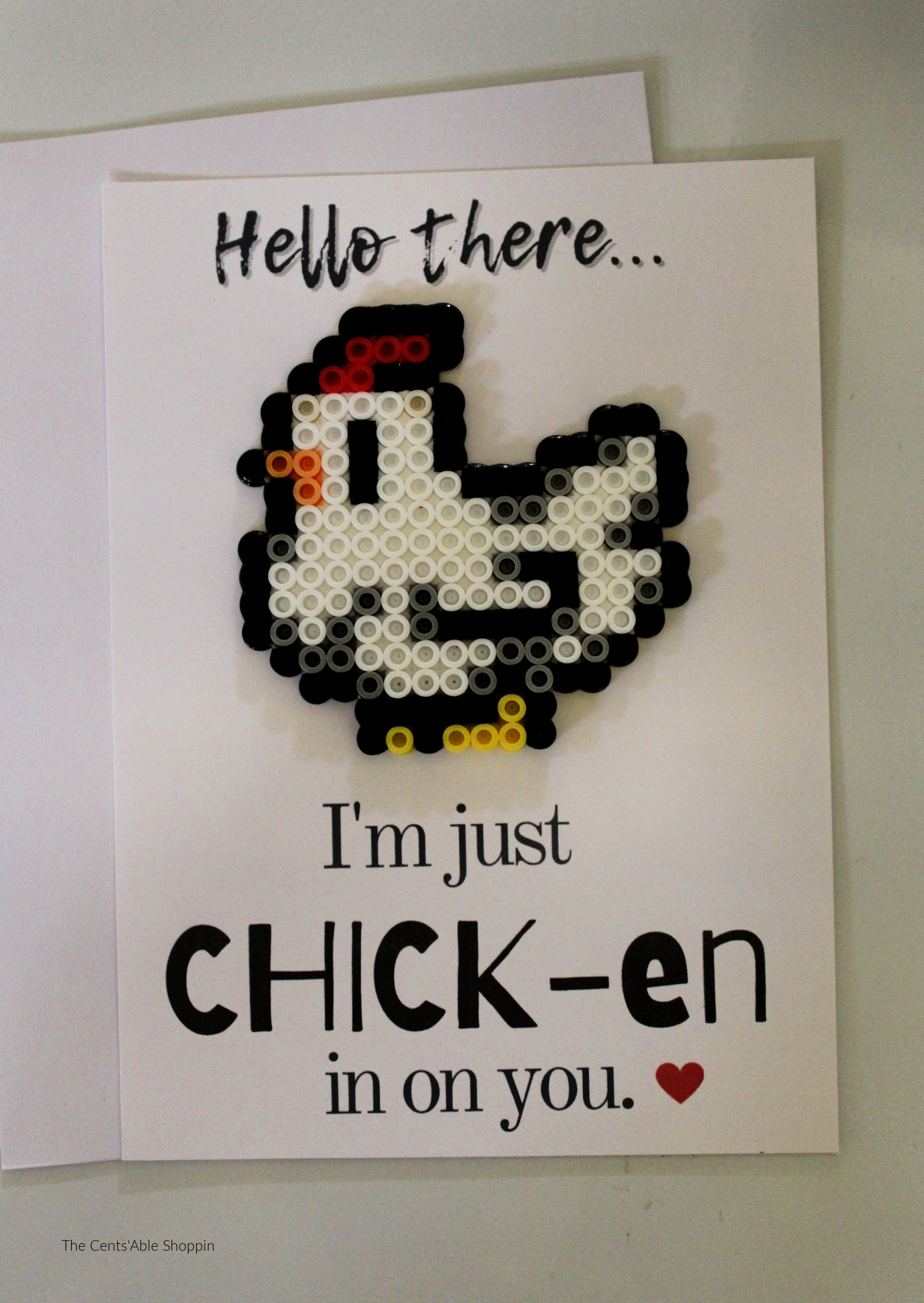 Chicken Perler Bead Card